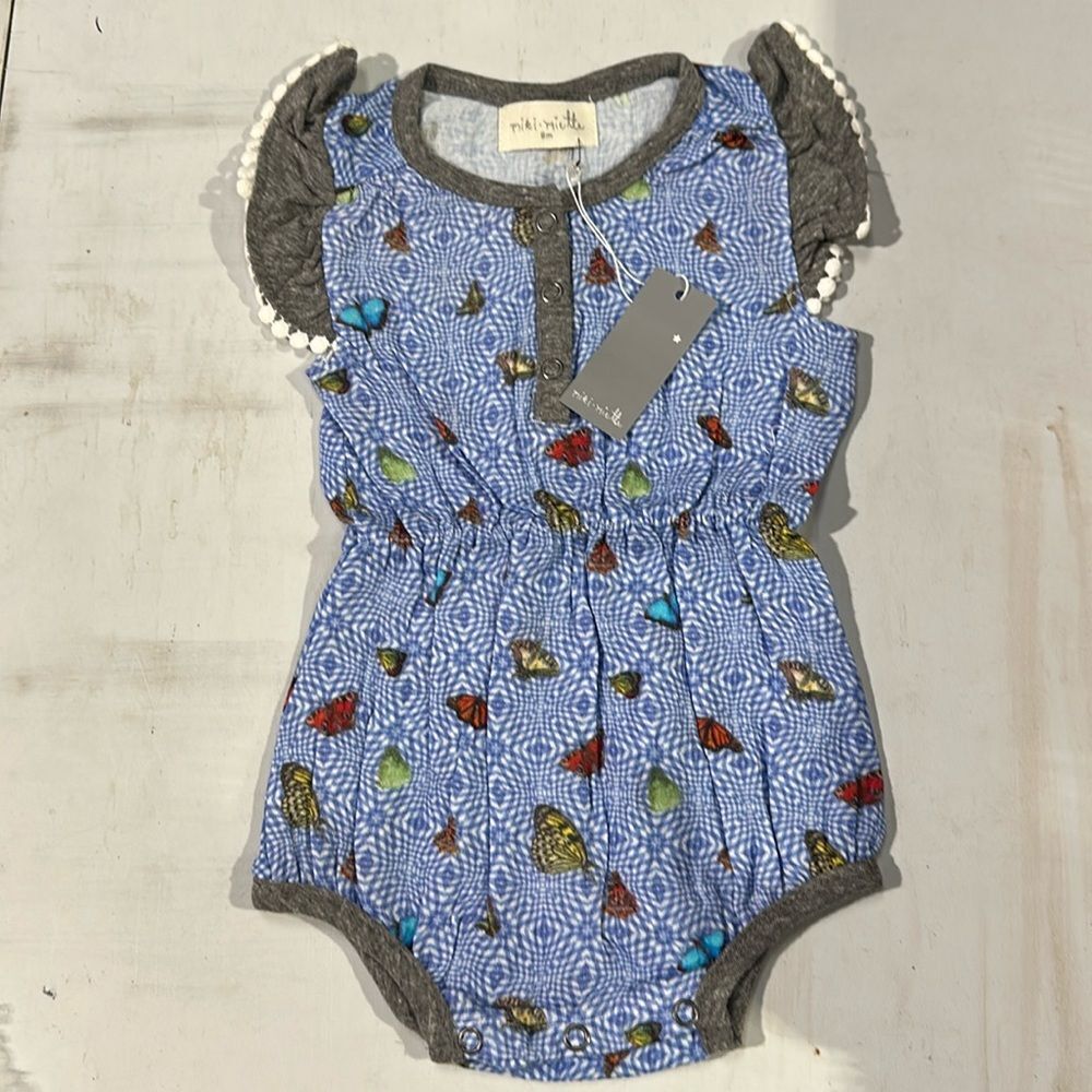 New Miki Miette Madhatter Butterfly Romper 6 mo